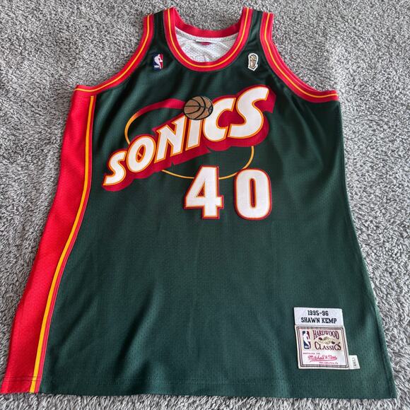 Authentic Mitchell & Ness Shawn Kemp NBA Seattle Supersonics 96 Finals Jersey 44 - Picture 1 of 15